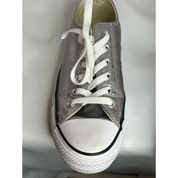 Converse Chuck Taylor All Star Women's Silver Low Top Sneakers Size 7.5 - Picture 12 of 14